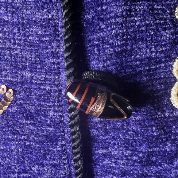 Indigo Moon SZ S Embroidered Chenille Jacket Artsy Beaded Art to Wear Whimsigoth - Picture 4 of 12